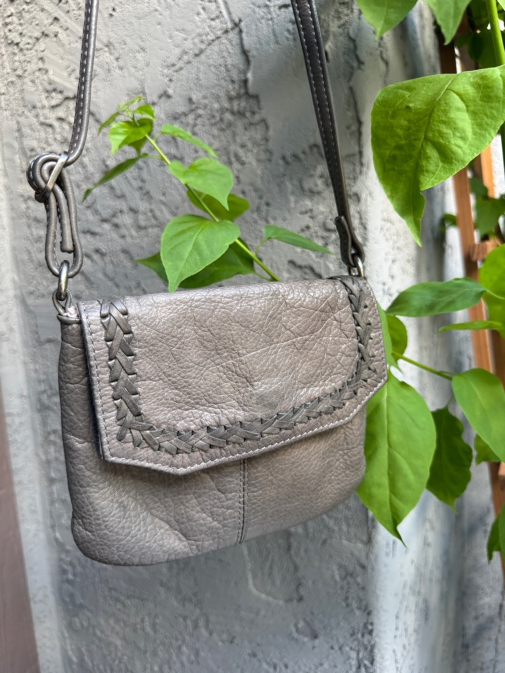 Day & Mood Whipstitch Woven Leather Flap Crossbody